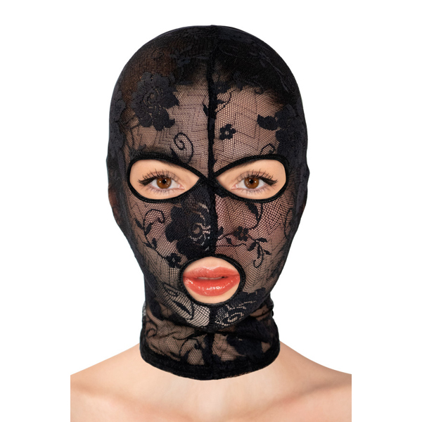 Passamontagna Pizzo Floreale Nero – maschera in tessuto