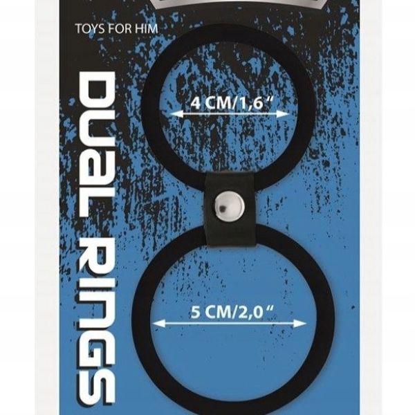 Anello Fallico Doppio Silicone Menzstuff Dual Rings Nero 4-5 Cm