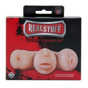 Kit 3 Masturbatori Loveclone Realstuff Carne 12 cm