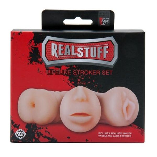 Kit 3 Masturbatori Loveclone Realstuff Carne 12 cm