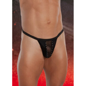 Perizoma Uomo Nero Con Tulle E Brillantini Tu – Taglia Unica