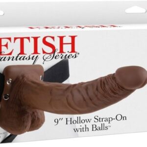 9 Inch Hollow Strap-On Balls Brown