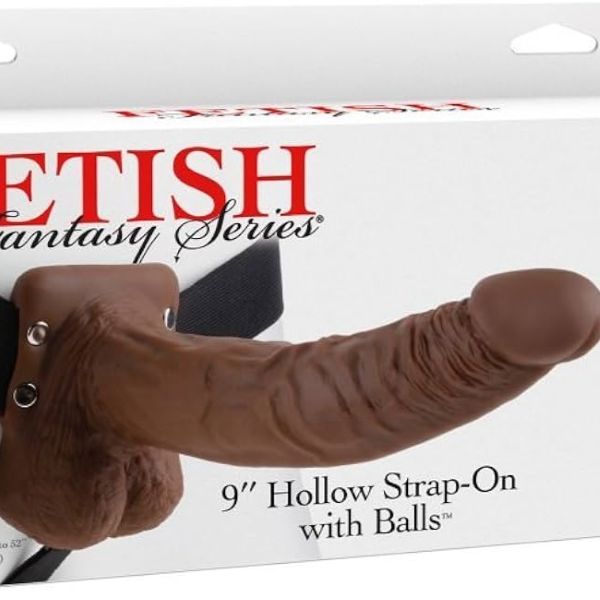 9 Inch Hollow Strap-On Balls Brown