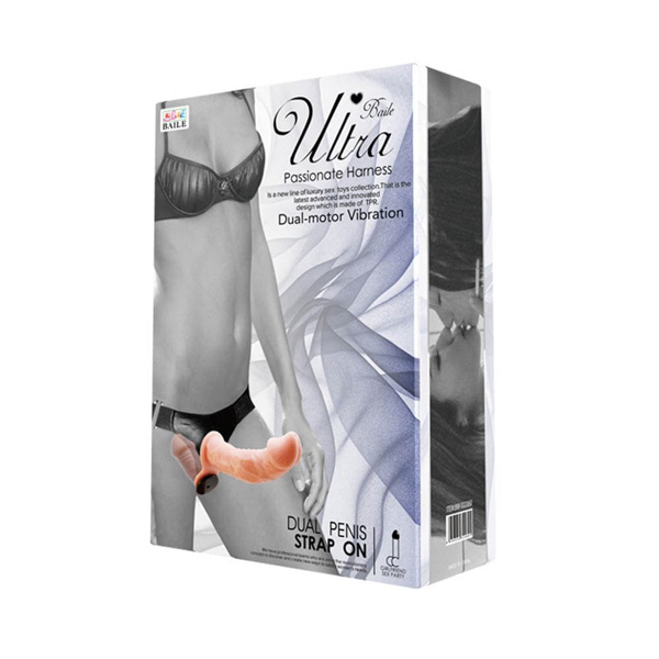 Ultra Passionate Harness – fallo vibrante bianco con doppio motore