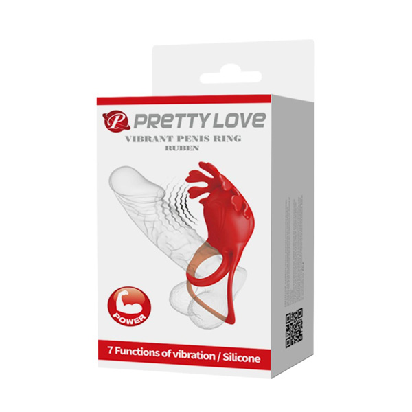 Anello Per Pene E Testicoli Con Stimolante Clitoride USB Rosso "Ruben" – taglia XS