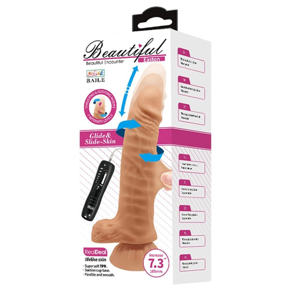 Vibratore Realistico Rotante Telecomandato – 18,5 cm, colore marrone