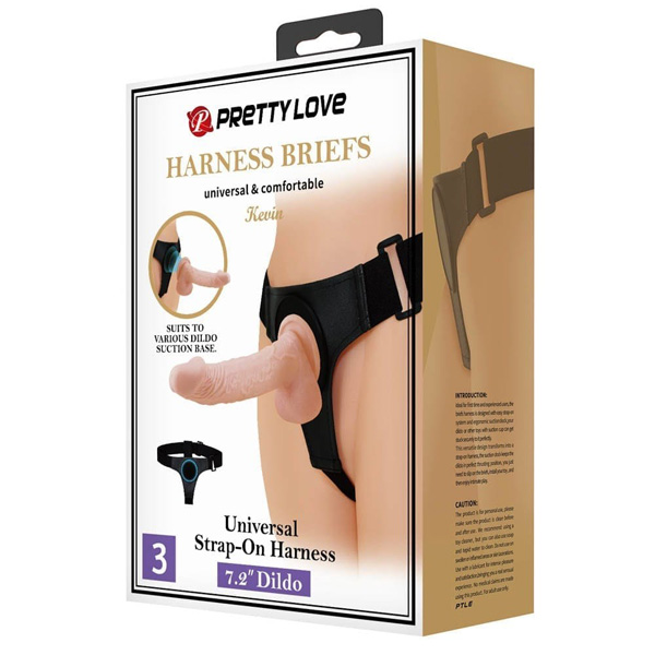 Strapon Fallo Con Palle E Ventosa 7.2" Kevin – indossabile, colore carne, taglia S