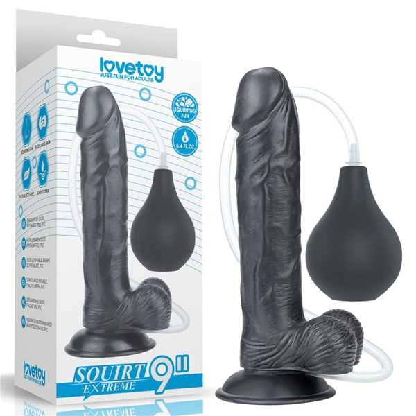 Fallo Realistico Eiaculazione – 9 pollici con funzione squirting, colore nero