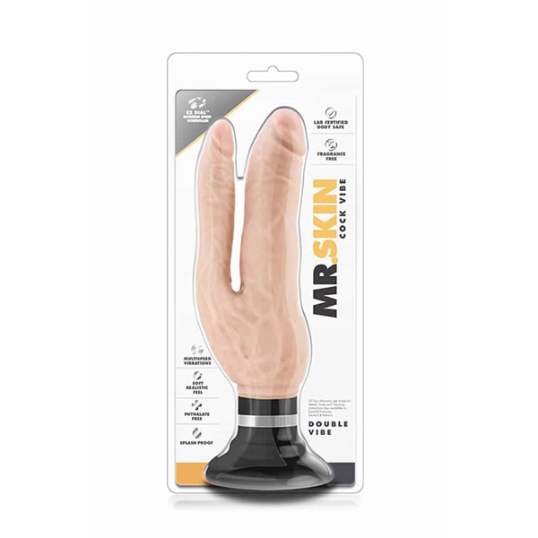 Vibratore Realistico Ventosa – doppia penetrazione in PVC carne