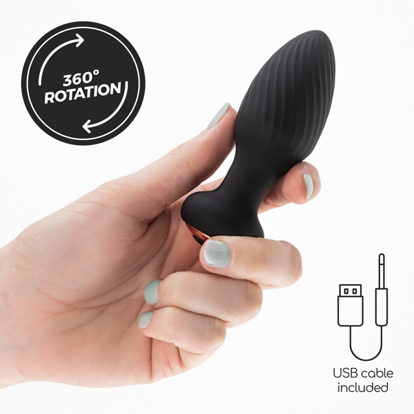 Plug Anale Rotante Twister con Telecomando – colore nero, taglia M