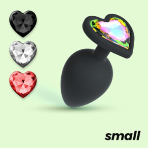 Plug Silicone Nero S – Plug anale a forma di cuore multicolor