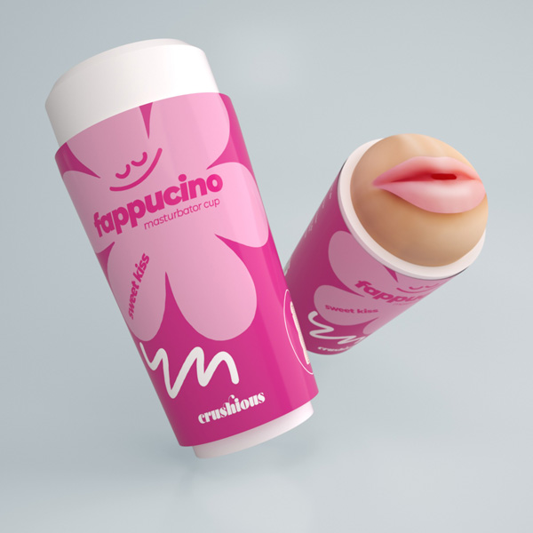 Bicchiere Masturbatore Bocca "Fappucino Sweet" – 6 pollici, forma bocca, colore carne, taglia M