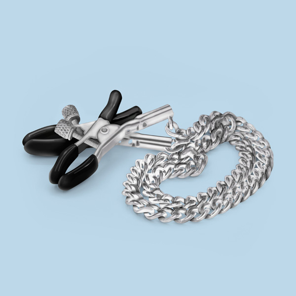Pinze Per Capezzoli Con Catena Argento – accessorio BDSM