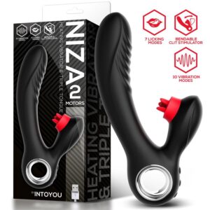 Niza Heating Vibrator – Vibratore riscaldante in silicone con tripla lingua