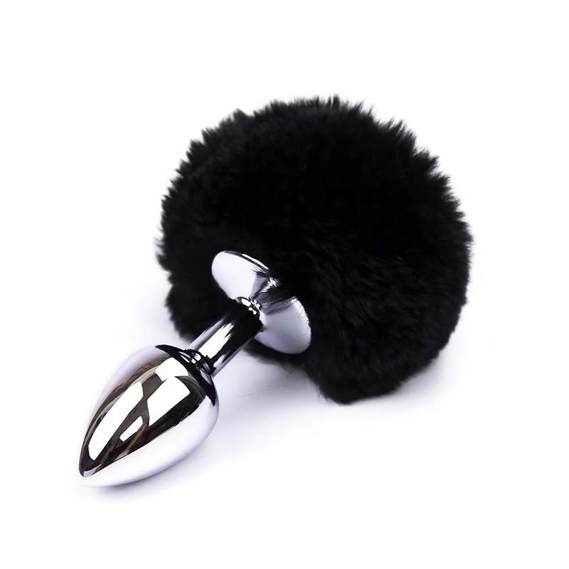 Butt Plug With Pompon Black – taglia S