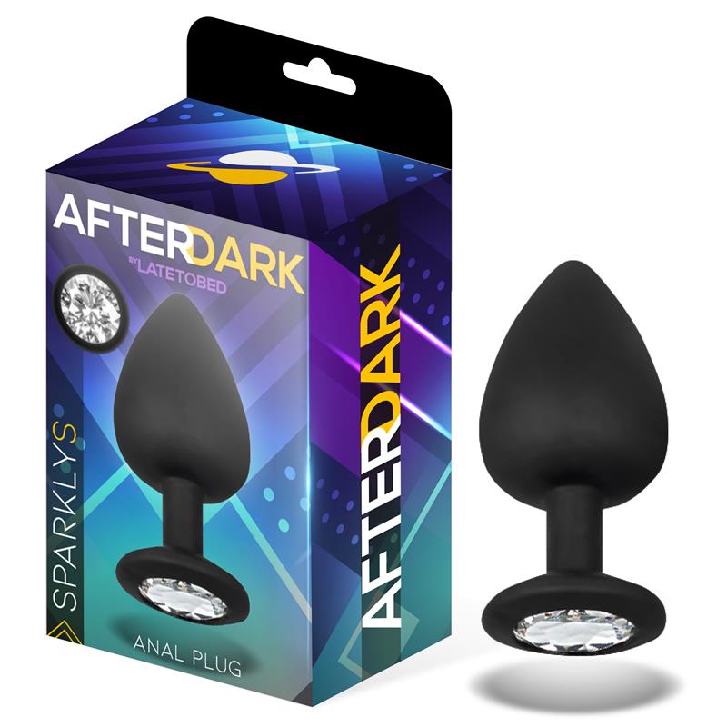 Plug Silicone S Nero Brillantino Bianco "Sparkly" – plug anale piccolo