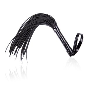 Shinny Handle Flogger – frusta in pelle nera da 44 cm