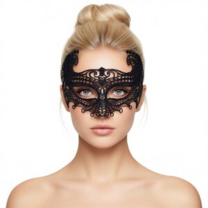 Maschera Pizzo N.1 "Fellicia Venetian" – forma veneziana in colore nero