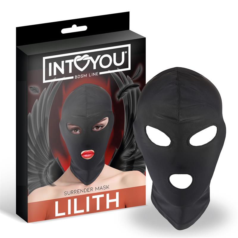 Passamontagna 3 Buchi Nero Lilith Surrender – maschera BDSM regolabile