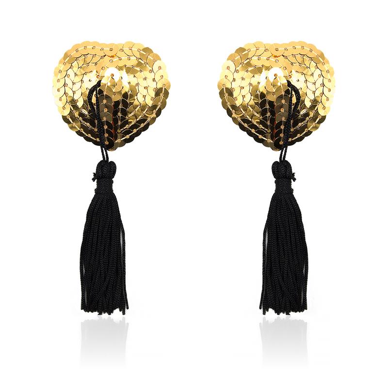 Copricapezzoli Oro Cuore – con pendente a pailettes