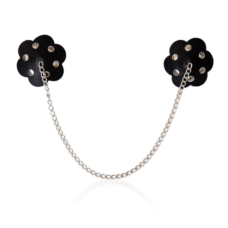 Copricapezzoli Pelle E Catena Fiore – colore nero, taglia unica