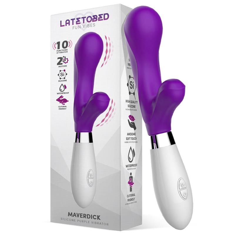 Rabbit Palla Silicone Batteria Viola Maverdick – doppio motore, forma dito, taglia S/M