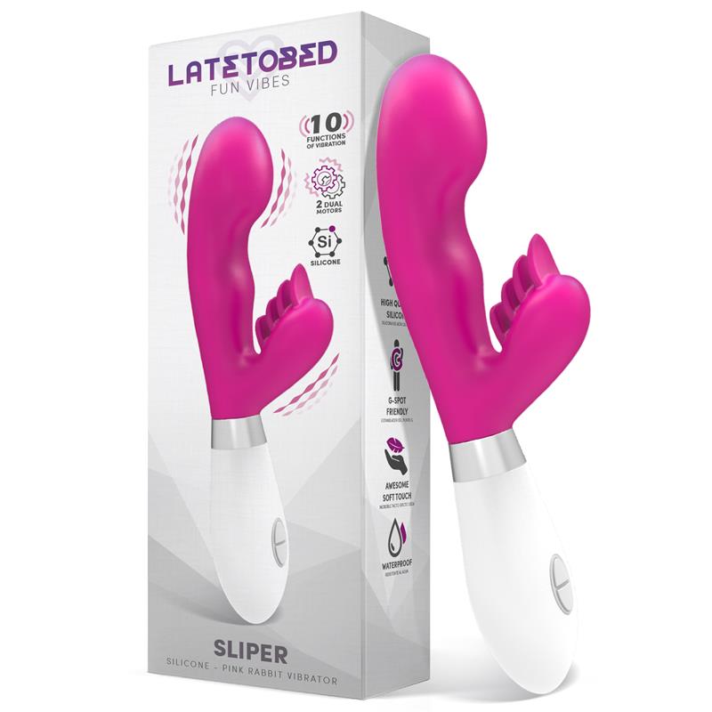 Rabbit Lingua Silicone Batteria – forma lingua, colore rosa, taglia S/M