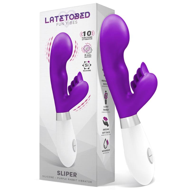Rabbit Lingua Silicone Batteria – forma lingua, colore viola, taglia S/M
