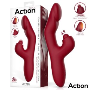 Rabbit Clit Hitting Ball E Heated Vibro Termo Rosso Usb "Velter" – doppio stimolatore con design ergonomico