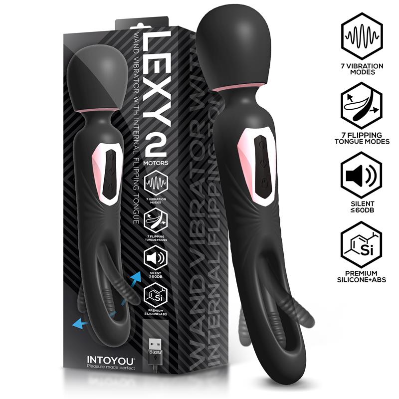 Wand Vibratore Usb Nero Con Stimolatore Sul Manico – design stimolante 8in