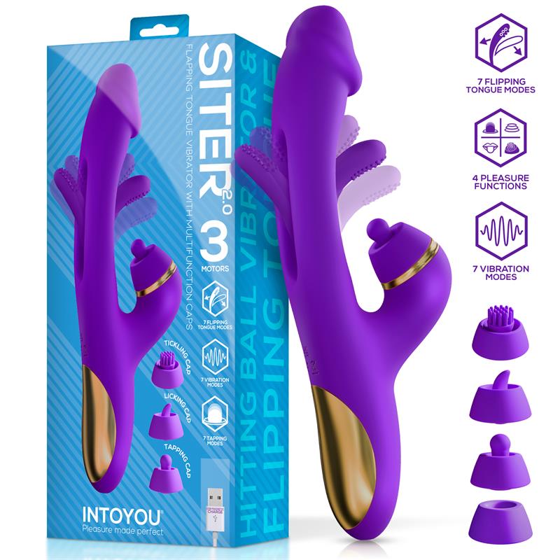 Rabbit Con 4 Testine Di Cambio E Stimolatore Punto G USB Viola "Siter 2.0" – oscillante con 7 modalità