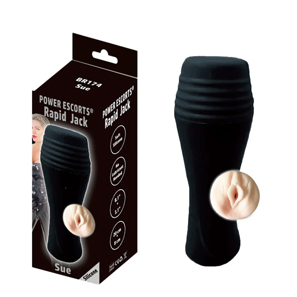 Masturbatore Nel Contenitore Vagina Silicone "Sue" – forma vagina, colore carne, taglia S/M