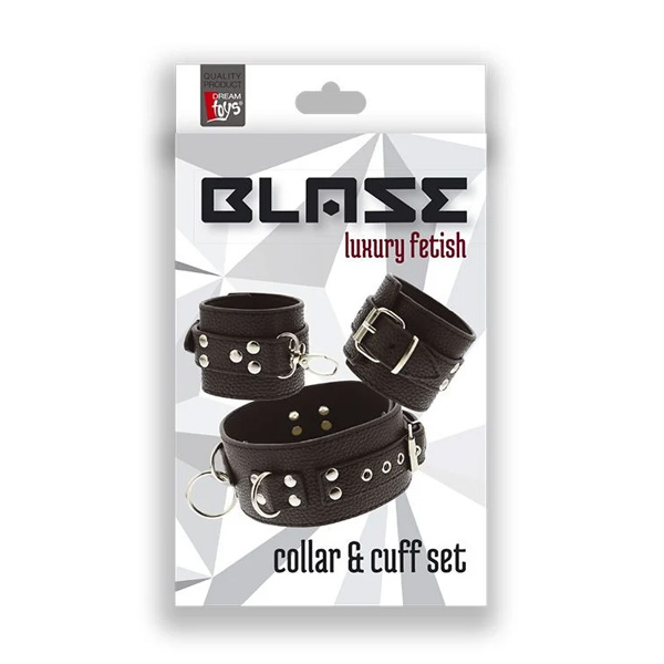 Kit 3 Pezzi Blaze Collar And Cuffs Set – nero