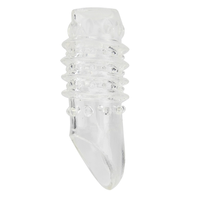 Guaina Aperta Alle Estremità Con Anello Per Testicoli E Stimolatori Esterni – trasparente, taglia S