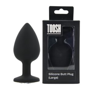 Plug In Silicone Nero con Brillantino – 9,4 cm di lunghezza e 4,4 cm di larghezza