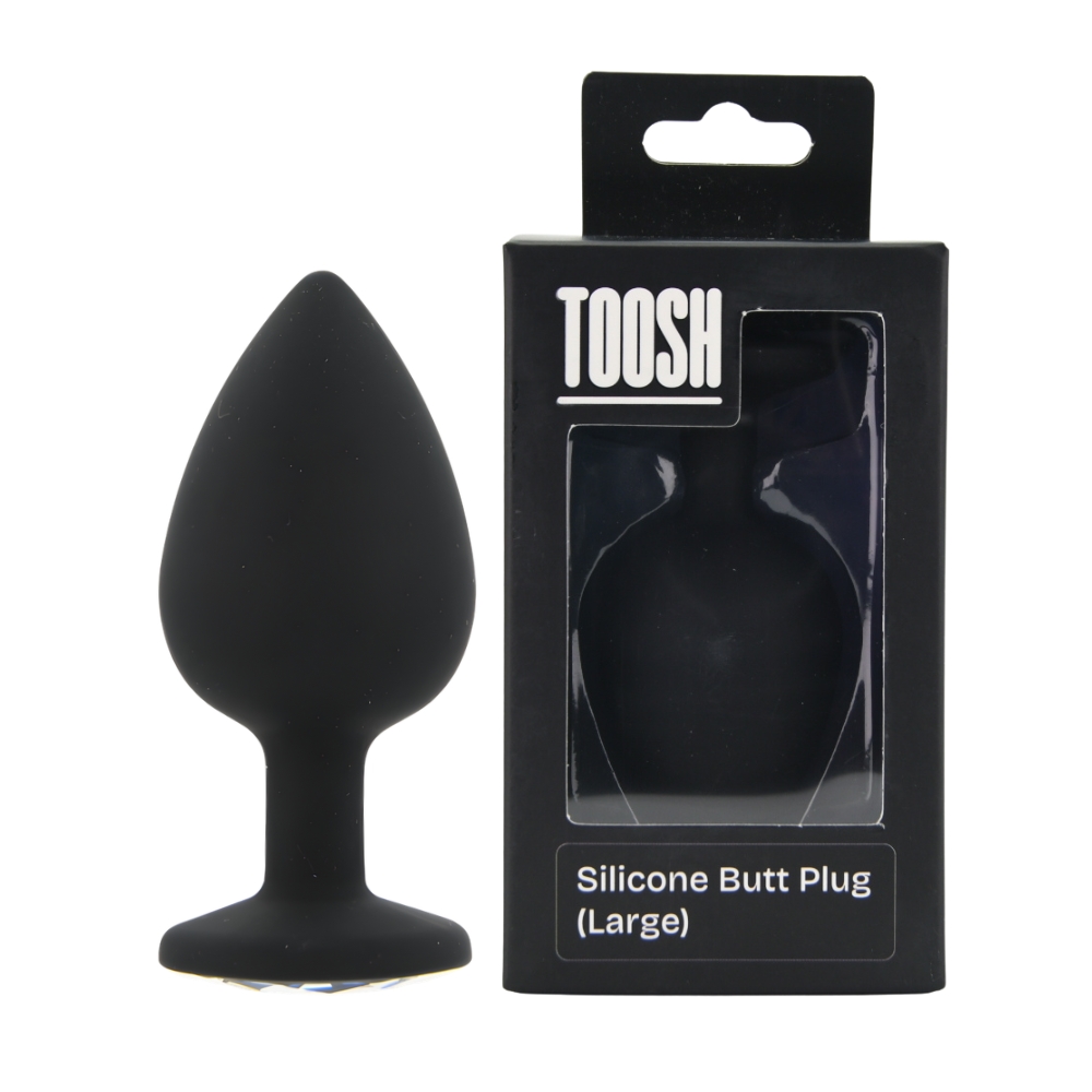Plug In Silicone Nero con Brillantino – 9,4 cm di lunghezza e 4,4 cm di larghezza