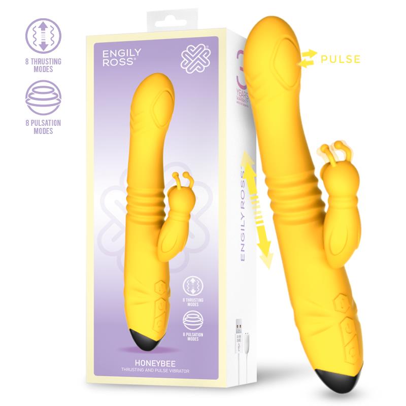 Honeybee Vine – Rabbit giallo con funzione thrusting da 23,5 cm e diametro di 3,7 cm